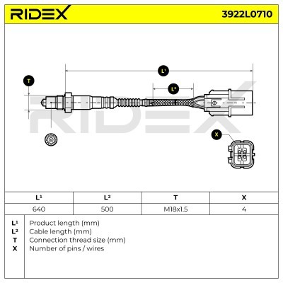 Lambda (Oxygen) Sensor RIDEX 3922L0710 3922L0710 - photo 3