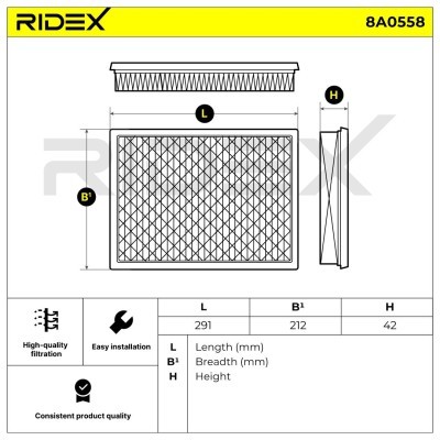 Air Filter RIDEX 8A0558 8A0558 - photo 6