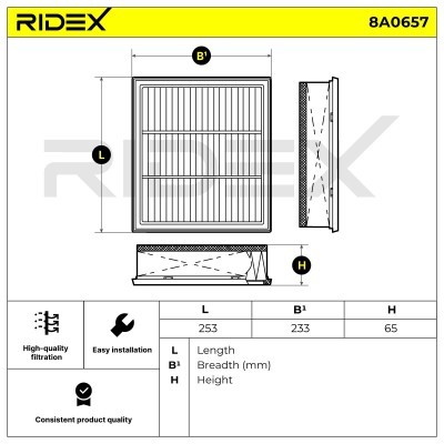 Air Filter RIDEX 8A0657 8A0657 - photo 6