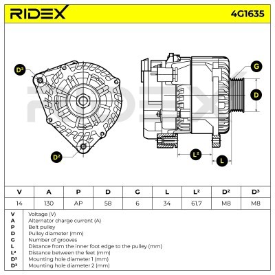 Alternator RIDEX 4G1635 4G1635 - photo 7