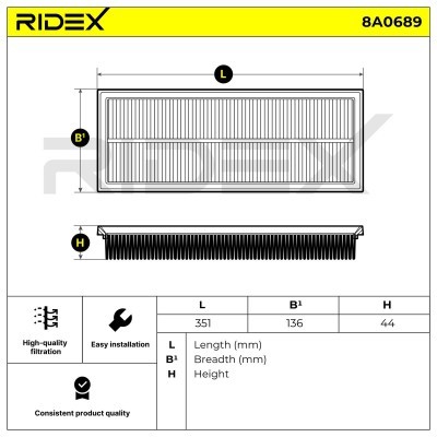 Air Filter RIDEX 8A0689 8A0689 - photo 6