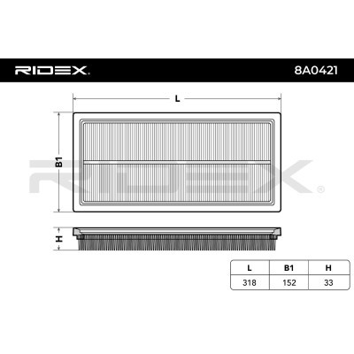 Air Filter RIDEX 8A0421 8A0421 - photo 6