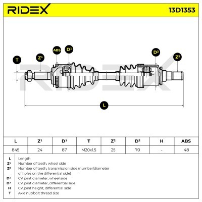 Drive Shaft RIDEX 13D1353 13D1353 - photo 7