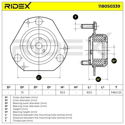 Strut Support Bearing Front RIDEX 1180S0339 1180S0339 - photo 5