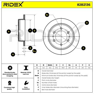 Brake Disc RIDEX 82B2136 82B2136 - photo 6
