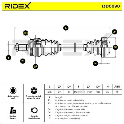Drive Shaft RIDEX 13D0090 13D0090 - photo 4