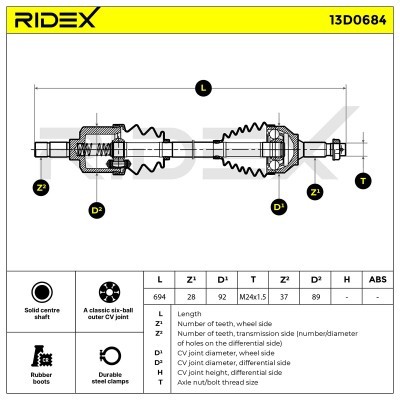 Drive Shaft RIDEX 13D0684 13D0684 - photo 6