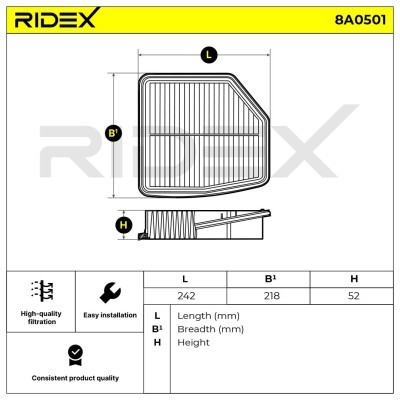 Air Filter RIDEX 8A0501 8A0501 - photo 4