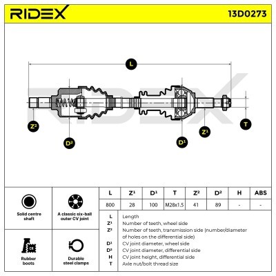 Drive Shaft RIDEX 13D0273 13D0273 - photo 5