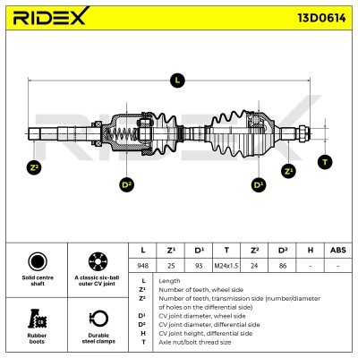 Drive Shaft RIDEX 13D0614 13D0614 - photo 7
