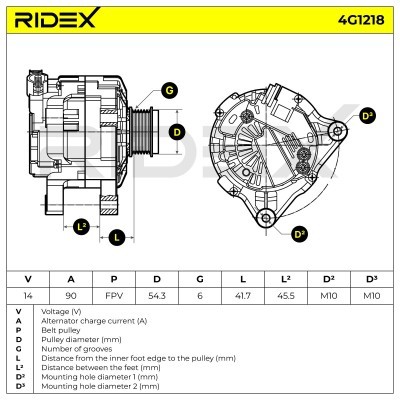 Alternator RIDEX 4G1218 4G1218 - photo 6