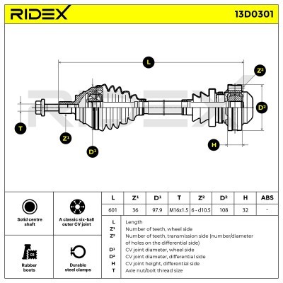 Drive Shaft RIDEX 13D0301 13D0301 - photo 6