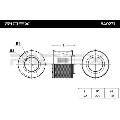 Air Filter RIDEX 8A0231 8A0231 - photo 3