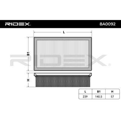 Air Filter RIDEX 8A0092 8A0092 - photo 6