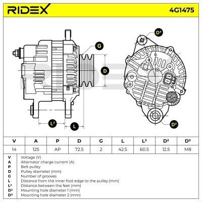 Alternator RIDEX 4G1475 4G1475 - photo 5