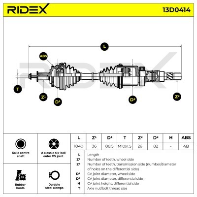 Drive Shaft RIDEX 13D0414 13D0414 - photo 8