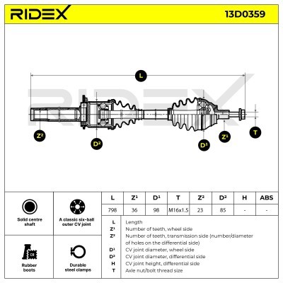 Drive Shaft RIDEX 13D0359 13D0359 - photo 7