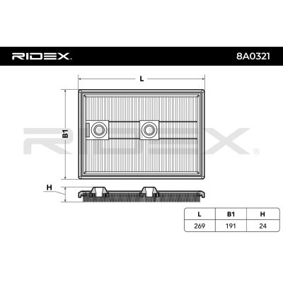 Air Filter RIDEX 8A0321 8A0321 - photo 3