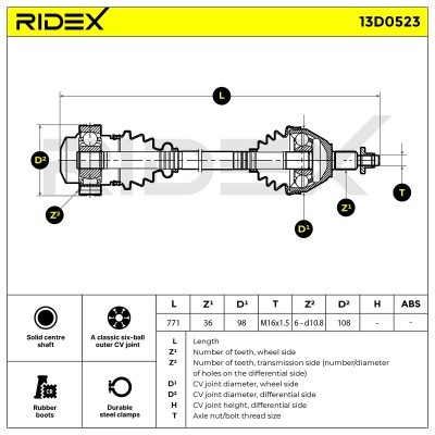 Drive Shaft RIDEX 13D0523 13D0523 - photo 6