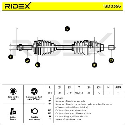 Drive Shaft RIDEX 13D0356 13D0356 - photo 7