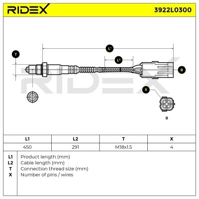Lambda (Oxygen) Sensor RIDEX 3922L0300 3922L0300 - photo 6