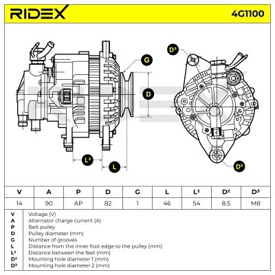 Alternator RIDEX 4G1100 4G1100 - photo 5