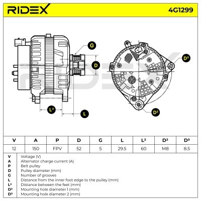 Alternator RIDEX 4G1299 4G1299 - photo 6