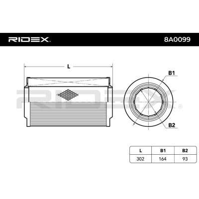 Air Filter RIDEX 8A0099 8A0099 - photo 3