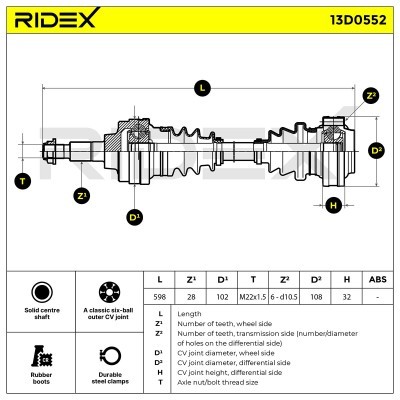 Drive Shaft RIDEX 13D0552 13D0552 - photo 6