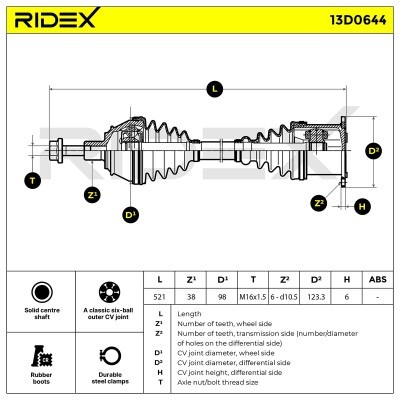 Drive Shaft RIDEX 13D0644 13D0644 - photo 8