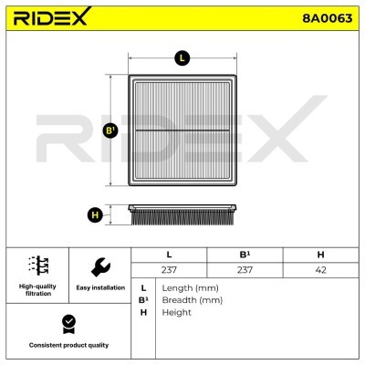 Air Filter RIDEX 8A0063 8A0063 - photo 6