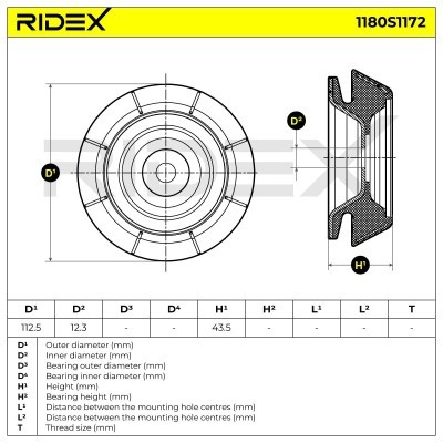 Strut Support Bearing Front RIDEX 1180S1172 1180S1172 - photo 5