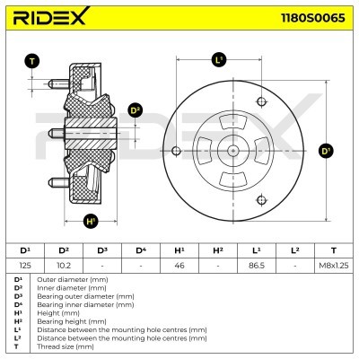 Strut Support Bearing Front RIDEX 1180S0065 1180S0065 - photo 5