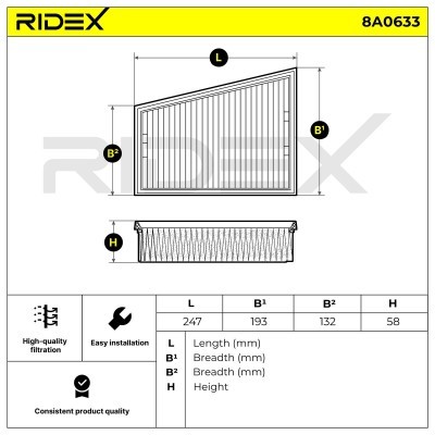 Air Filter RIDEX 8A0633 8A0633 - photo 6