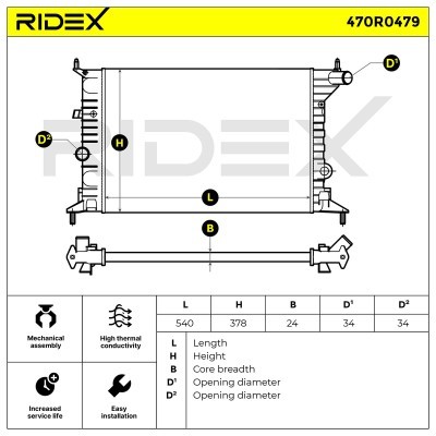 Radiator, Engine Cooling RIDEX 470R0479 470R0479 - photo 8