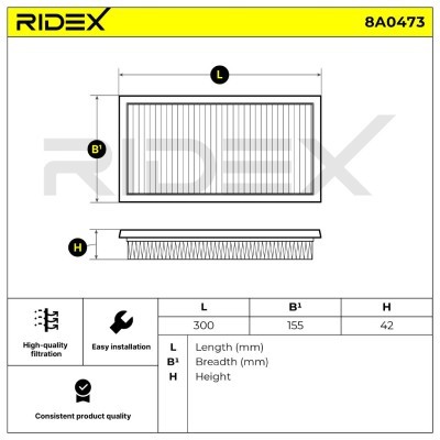 Air Filter RIDEX 8A0473 8A0473 - photo 6