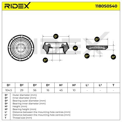 Strut Support Bearing Front RIDEX 1180S0540 1180S0540 - photo 6