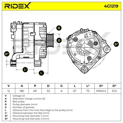 Alternator RIDEX 4G1219 4G1219 - photo 7