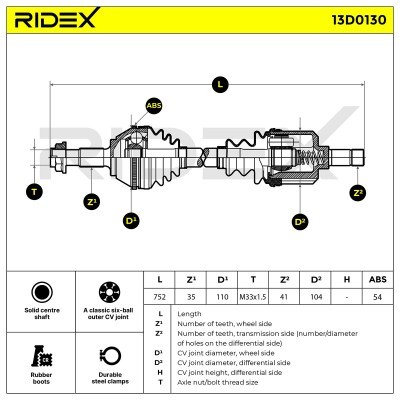 Drive Shaft RIDEX 13D0130 13D0130 - photo 3