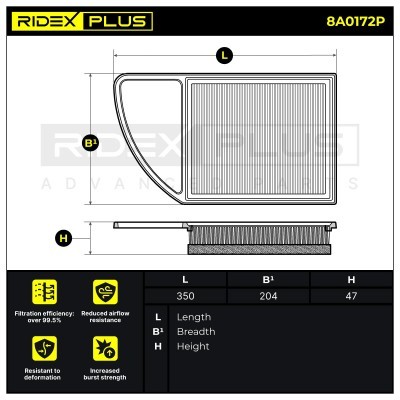 Air Filter RIDEX 8A0172P 8A0172P - photo 7