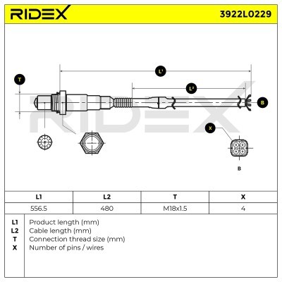 Lambda (Oxygen) Sensor RIDEX 3922L0229 3922L0229 - photo 5