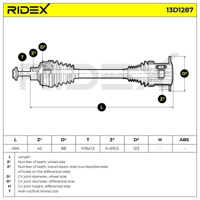 Drive Shaft RIDEX 13D1287 13D1287 - photo 7