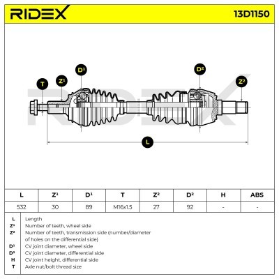 Drive Shaft RIDEX 13D1150 13D1150 - photo 7