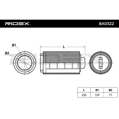 Air Filter RIDEX 8A0322 8A0322 - photo 3