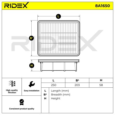 Air Filter RIDEX 8A1650 8A1650 - photo 6