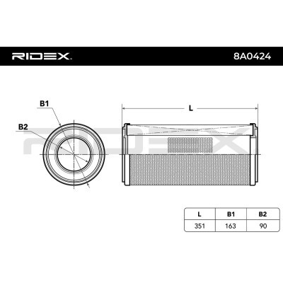 Air Filter RIDEX 8A0424 8A0424 - photo 3
