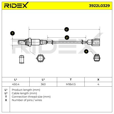 Lambda (Oxygen) Sensor RIDEX 3922L0329 3922L0329 - photo 6