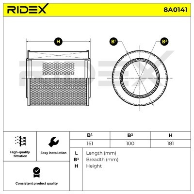 Air Filter RIDEX 8A0141 8A0141 - photo 6