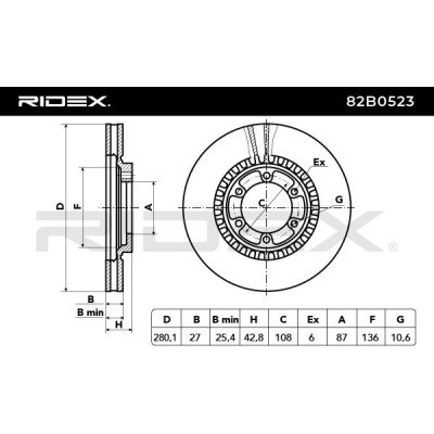 Brake Disc RIDEX 82B0523 82B0523 - photo 3