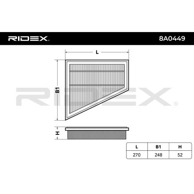 Air Filter RIDEX 8A0449 8A0449 - photo 4
